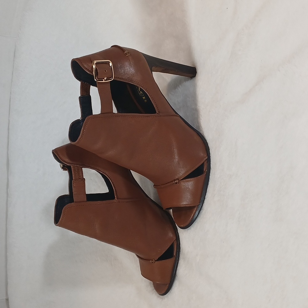 Coach Idena Brown Peep-Toe Ankle Booties Women's Sz 8.5 - Picture 4 of 12